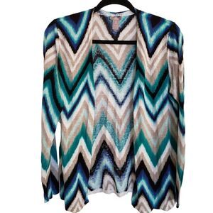 Chico's lightweight Open Front Linen Blend Cardigan Sweater Chico's 2 (large)